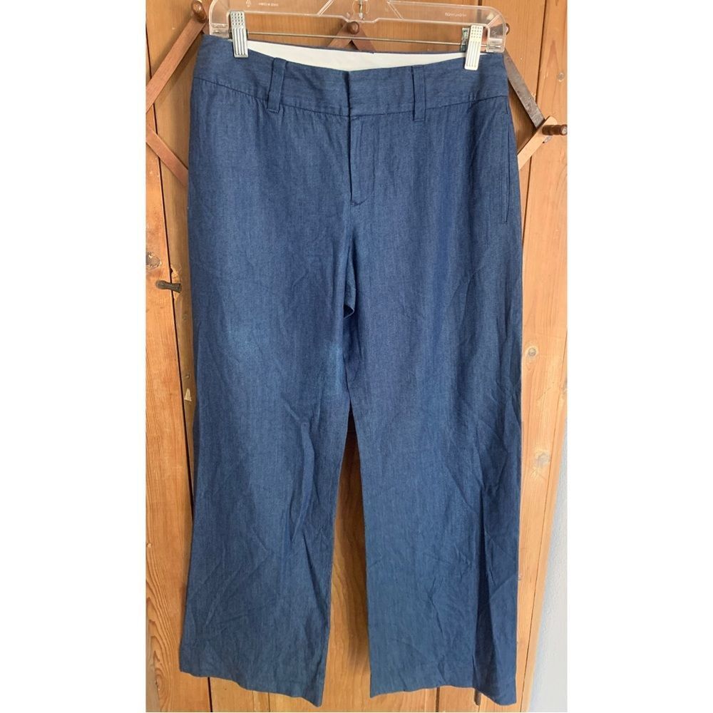 Vivienne Tam lightweight cotton blue denim wide leg slacks